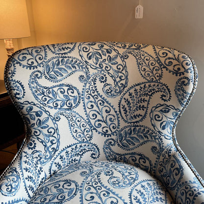 Crate & Barrel Blue & White Paisley Accent Chair U ACCENT CHAIRS