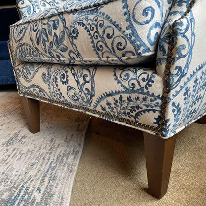 Crate & Barrel Blue & White Paisley Accent Chair U ACCENT CHAIRS