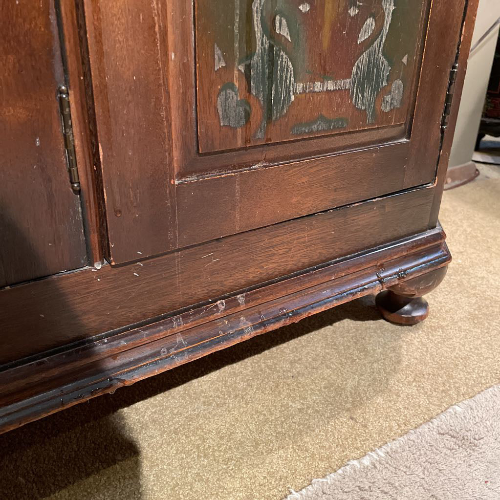 Antique Scalloped Top Painted Florals Buffet C SIDEBOARDS