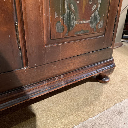 Antique Scalloped Top Painted Florals Buffet C SIDEBOARDS