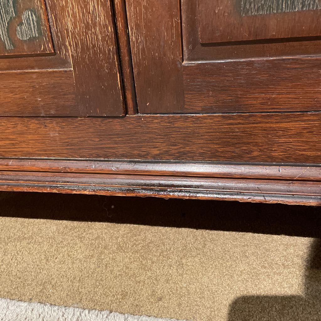 Antique Scalloped Top Painted Florals Buffet C SIDEBOARDS