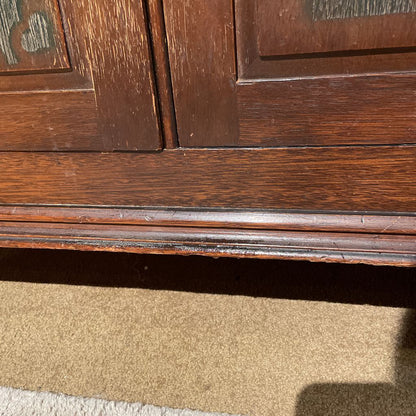 Antique Scalloped Top Painted Florals Buffet C SIDEBOARDS