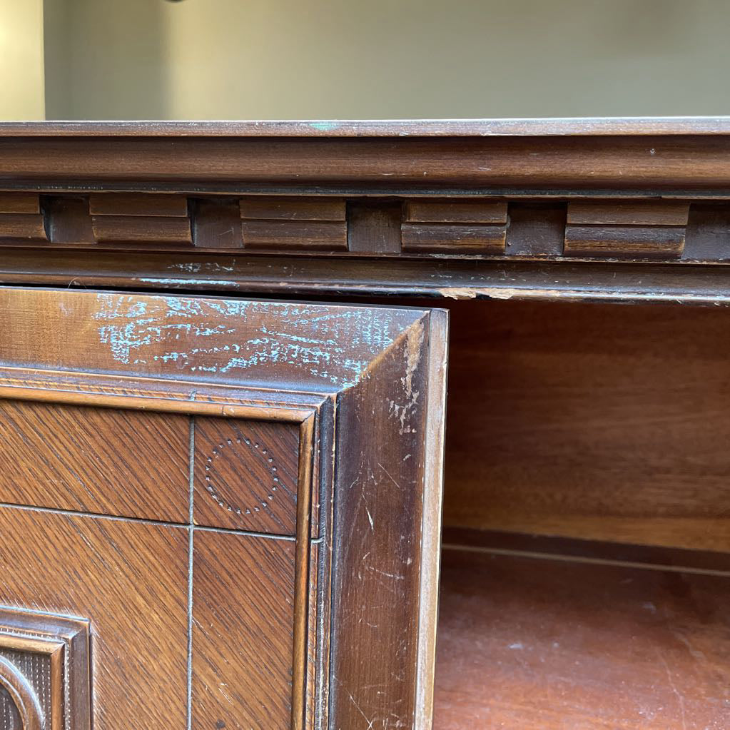Antique Edwardian Ornate Wardrobe w 2 Doors C BOOKSHELVES