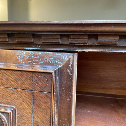 Antique Edwardian Ornate Wardrobe w 2 Doors C BOOKSHELVES