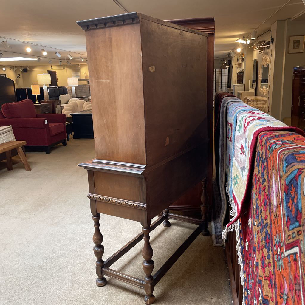 Antique Edwardian Ornate Wardrobe w 2 Doors C BOOKSHELVES