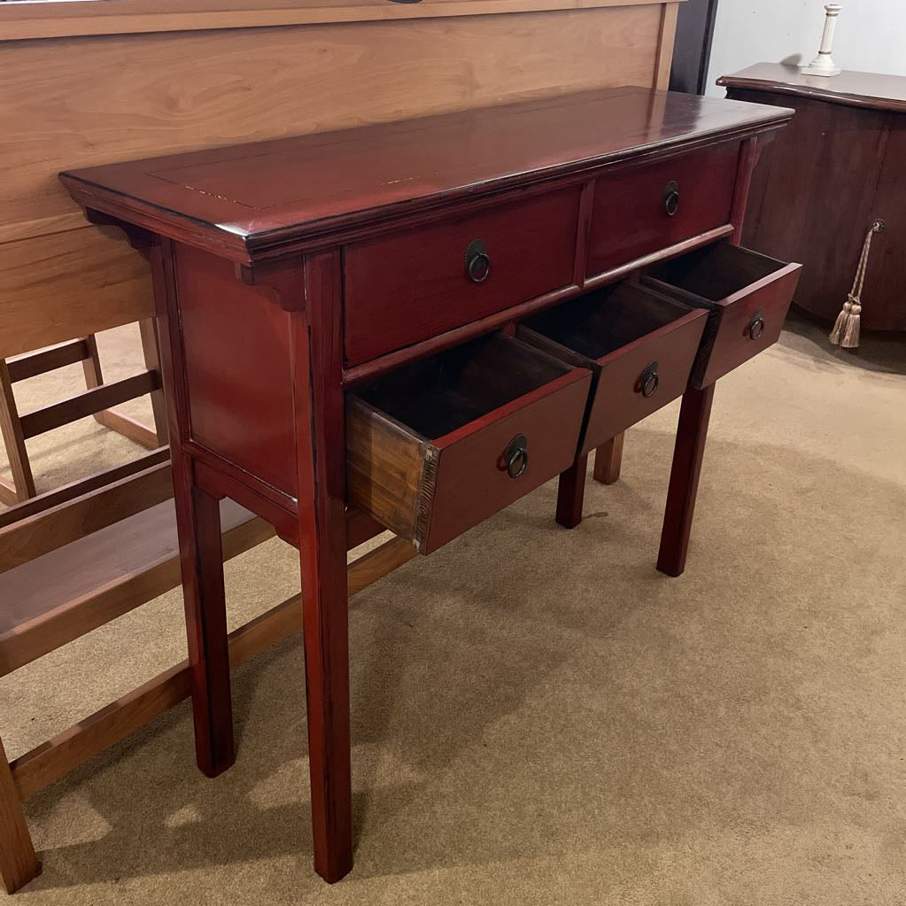 Asian Style Red Console Table with Drawers C CABINETS