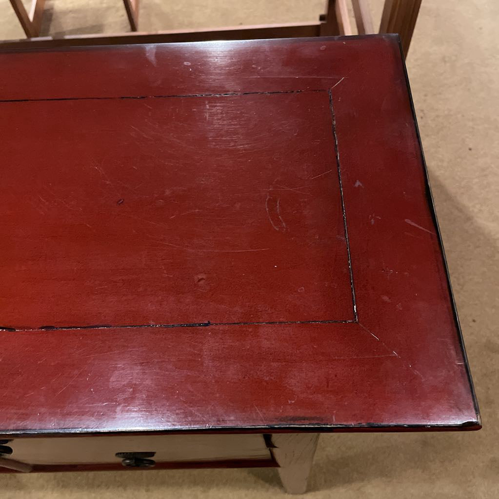 Asian Style Red Console Table with Drawers C CABINETS