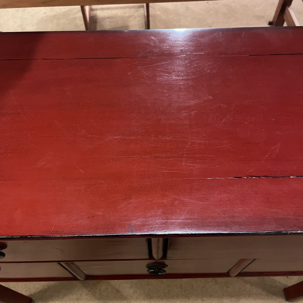 Asian Style Red Console Table with Drawers C CABINETS