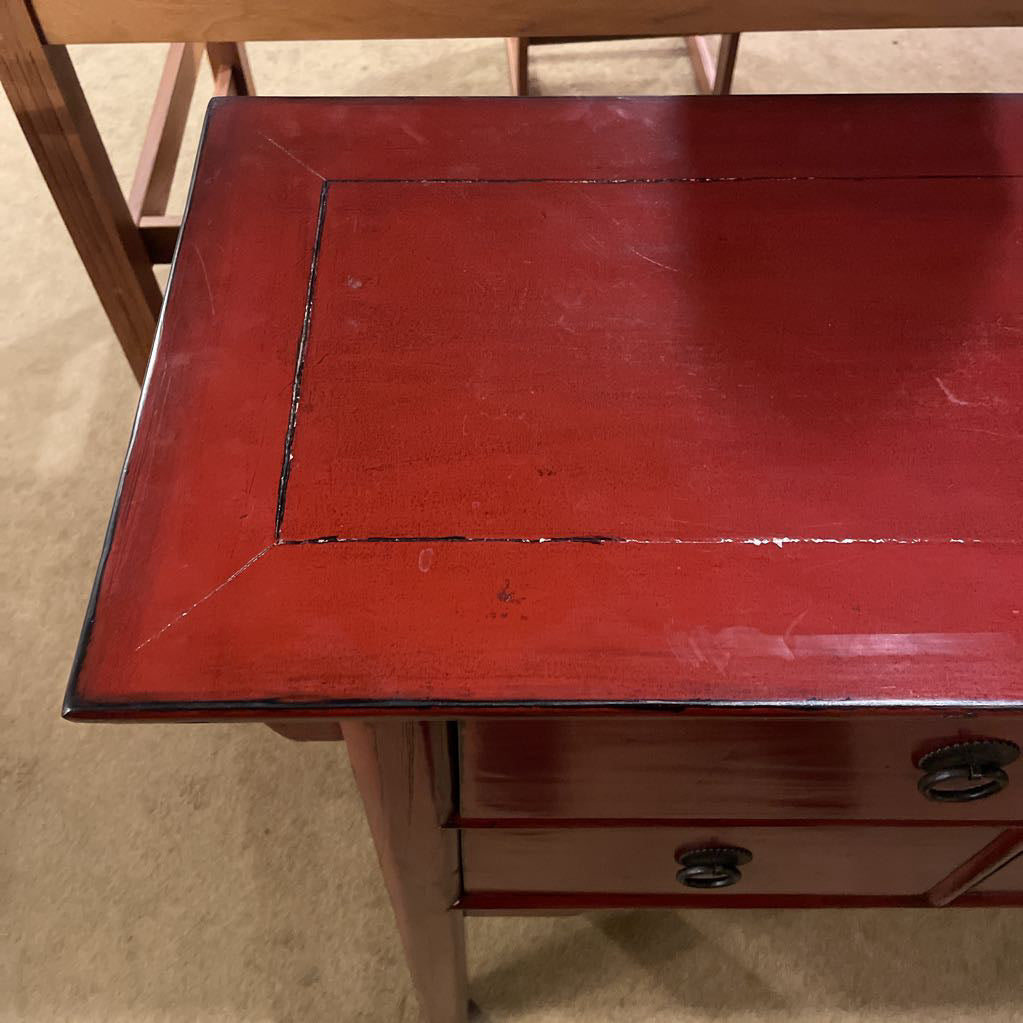 Asian Style Red Console Table with Drawers C CABINETS