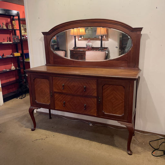 Bookmatched Front 2 Drawer 2 Door w/Mirror Cabriole Legs C SIDEBOARDS