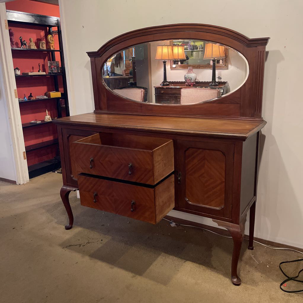 Bookmatched Front 2 Drawer 2 Door w/Mirror Cabriole Legs C SIDEBOARDS