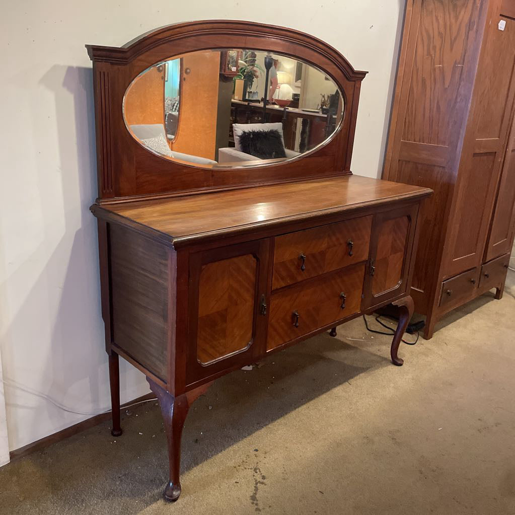 Bookmatched Front 2 Drawer 2 Door w/Mirror Cabriole Legs C SIDEBOARDS