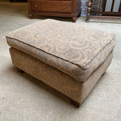 Olive Swirly Pattern Rolled Arm Accent Chair w/ Ottoman U ACCENT CHAIRS