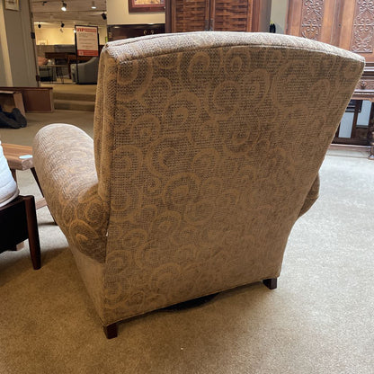 Olive Swirly Pattern Rolled Arm Accent Chair w/ Ottoman U ACCENT CHAIRS
