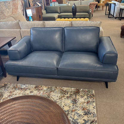 MC Style Blue Leather Loveseat U LOVESEATS