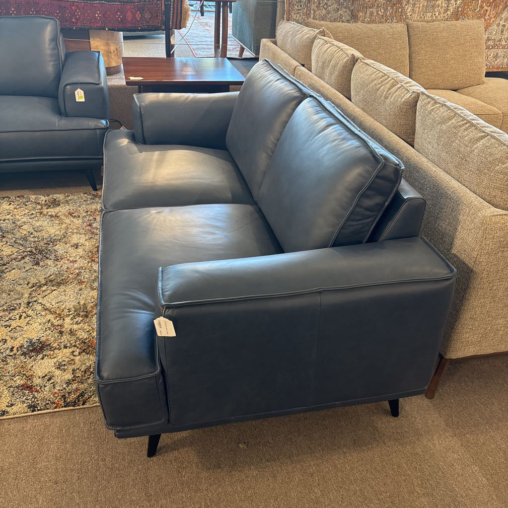 MC Style Blue Leather Loveseat U LOVESEATS