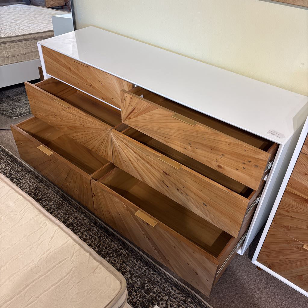 White Pattern Front Dresser C LOWBOYS