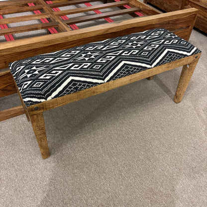 Black & White Pattern Bench AS IS C ACCENT BENCHES