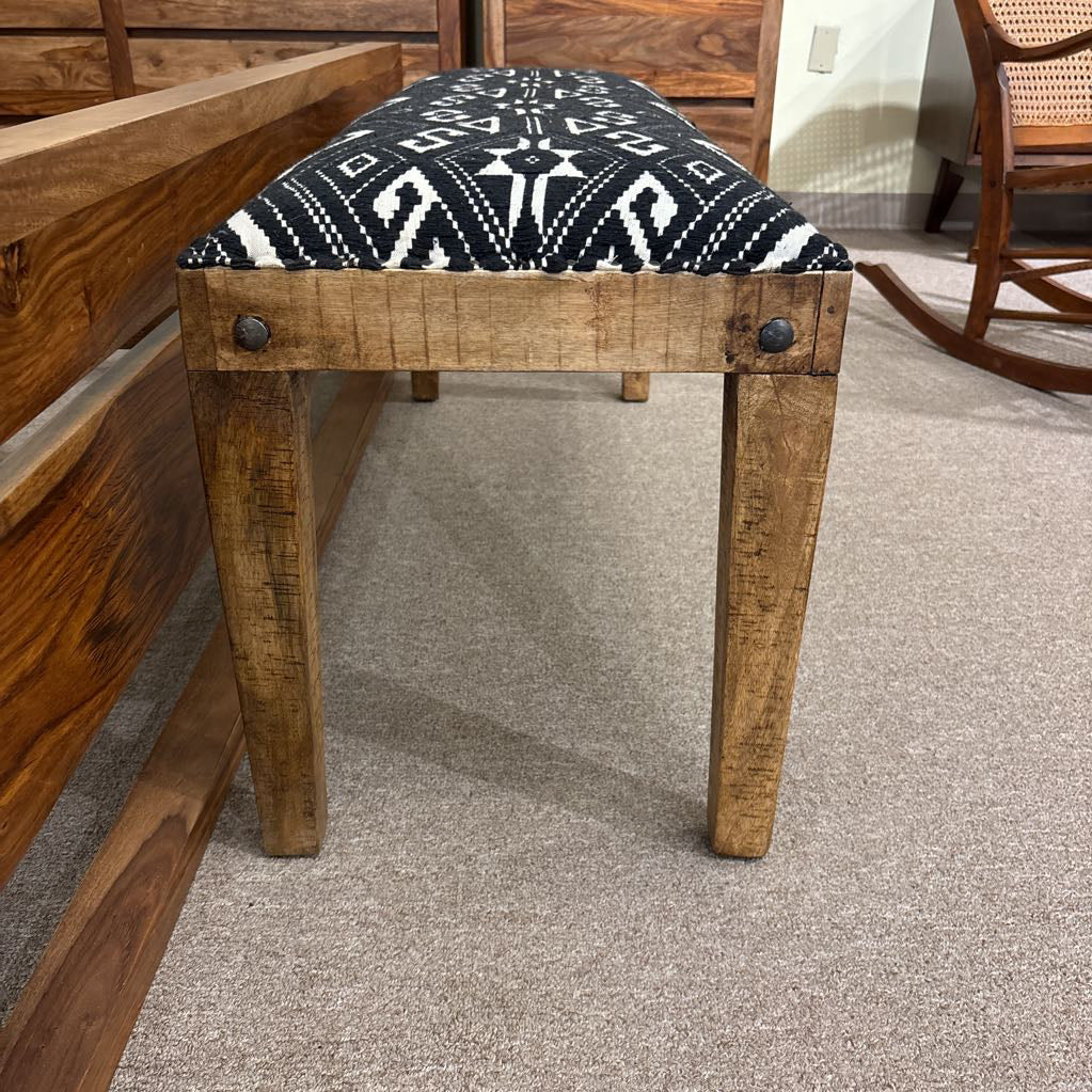 Black & White Pattern Bench AS IS C ACCENT BENCHES
