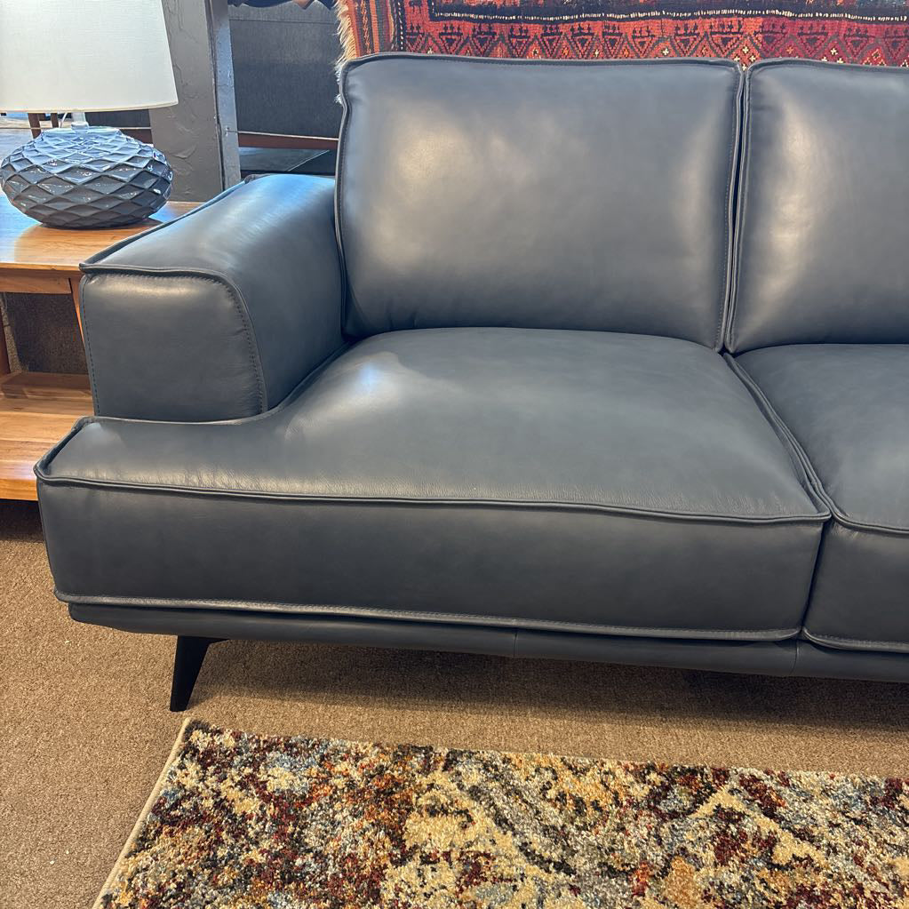 MC Style Blue Leather Sofa U SOFAS
