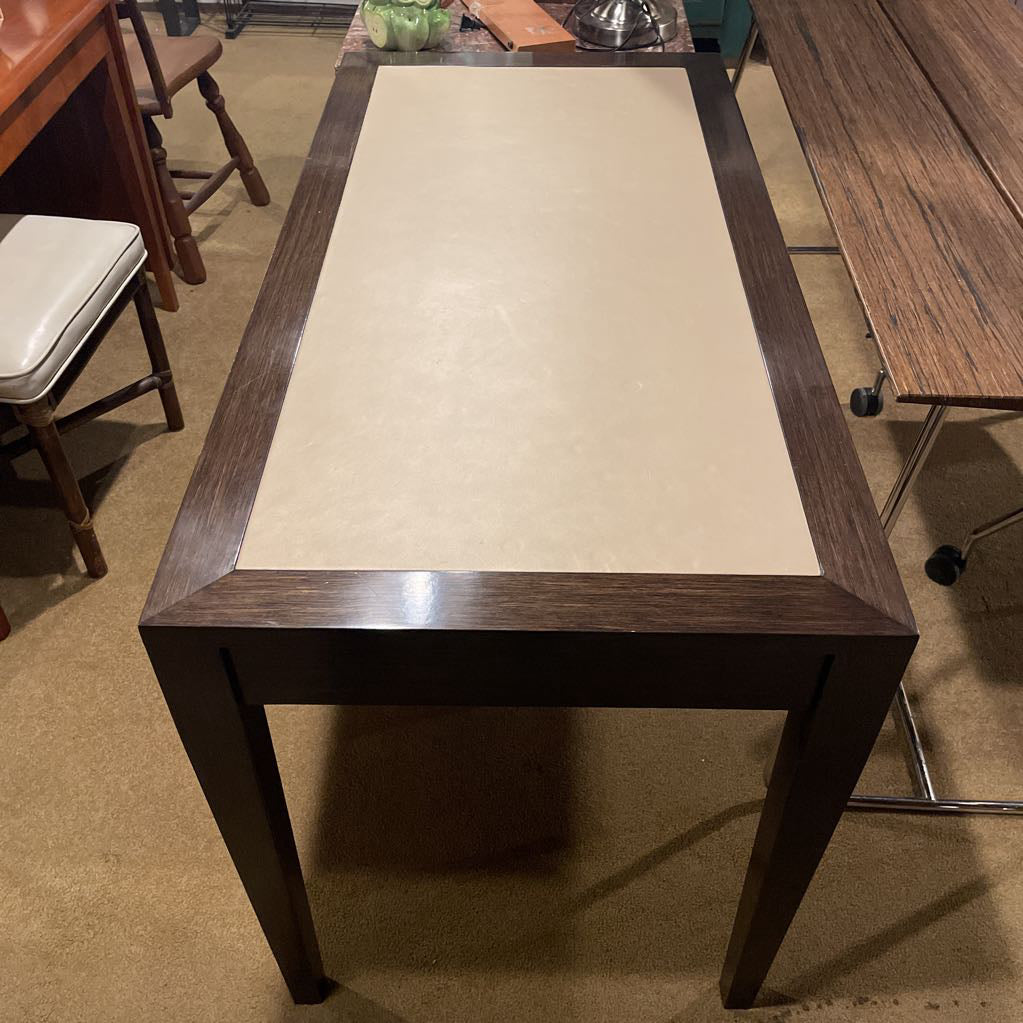 Taupe Leather Top Dark Wooden Frame Desk C DESKS
