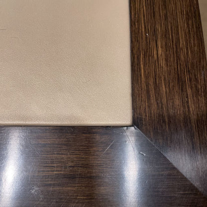 Taupe Leather Top Dark Wooden Frame Desk C DESKS