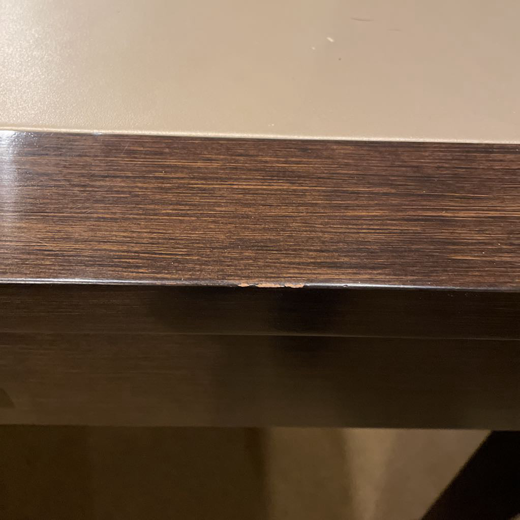 Taupe Leather Top Dark Wooden Frame Desk C DESKS
