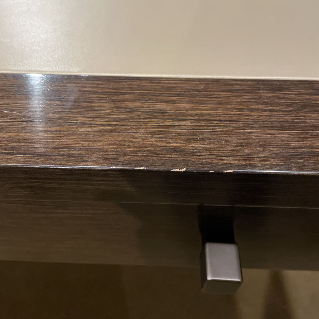 Taupe Leather Top Dark Wooden Frame Desk C DESKS