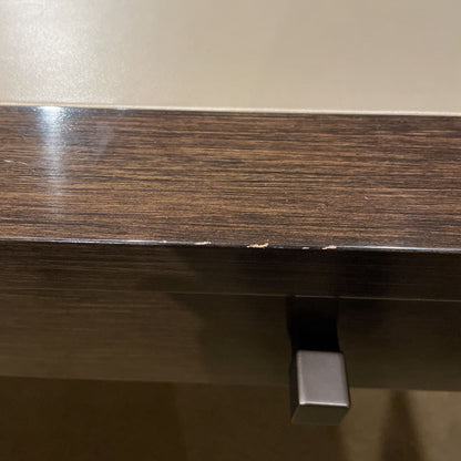 Taupe Leather Top Dark Wooden Frame Desk C DESKS