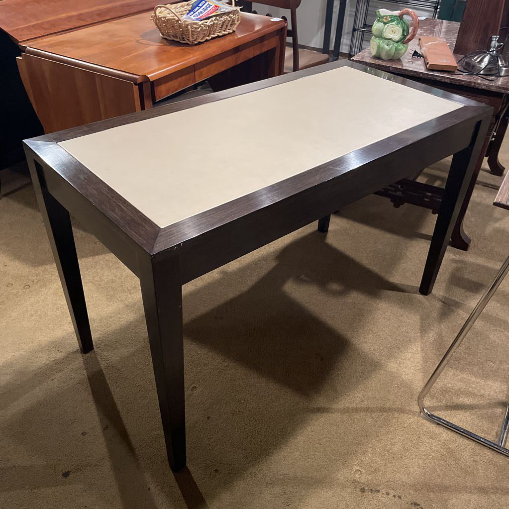 Taupe Leather Top Dark Wooden Frame Desk C DESKS