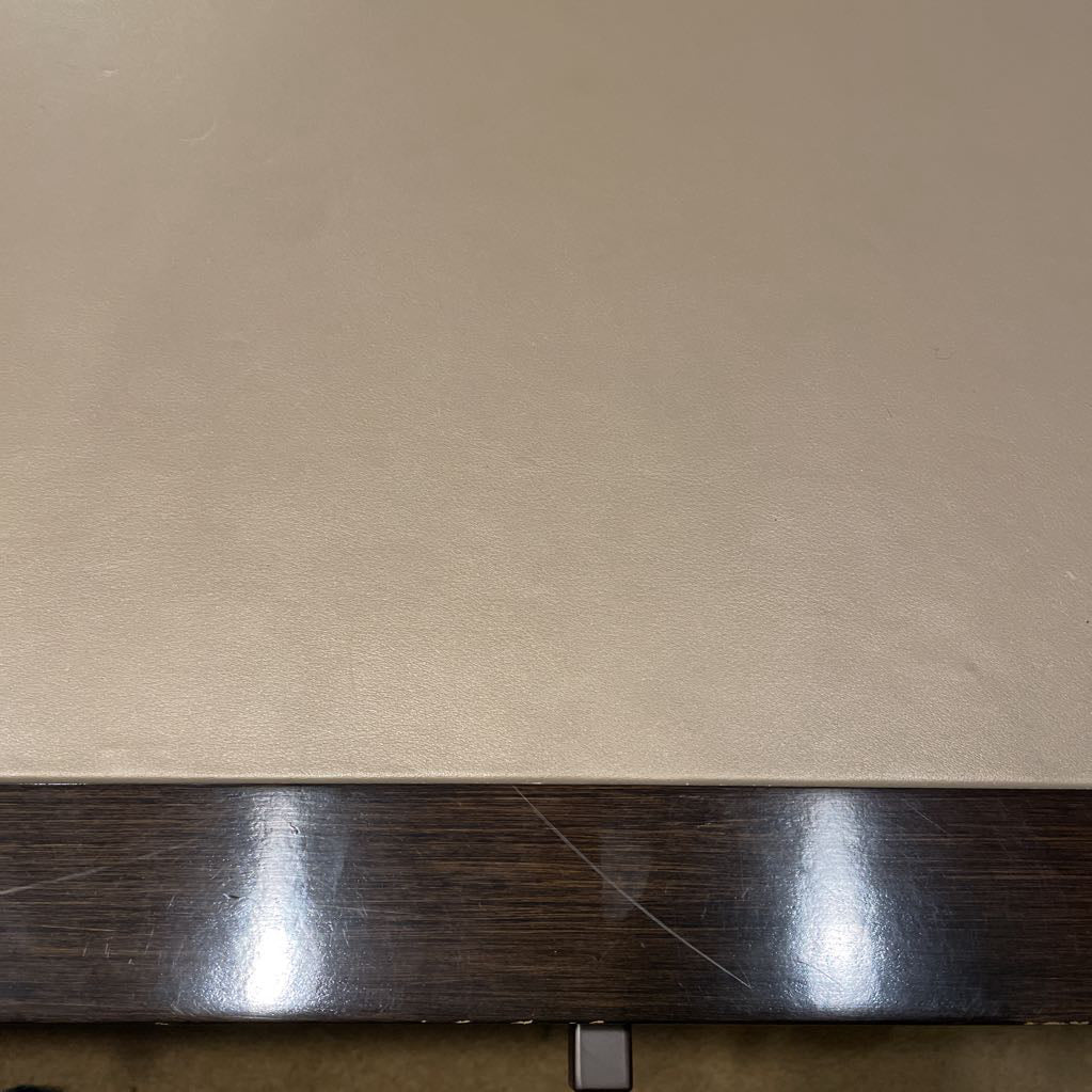 Taupe Leather Top Dark Wooden Frame Desk C DESKS
