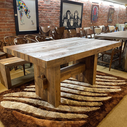 Rustic Wooden Trestle Dining Table C DINING TABLES