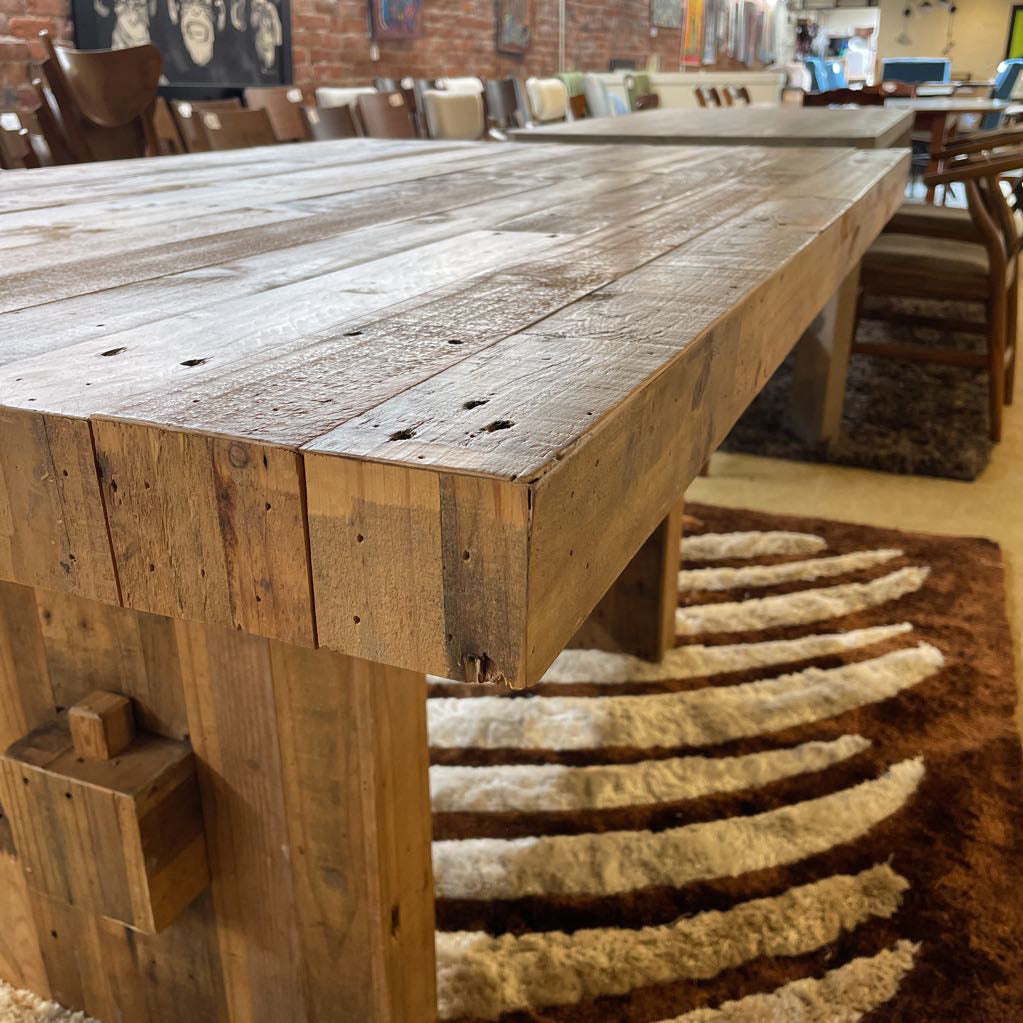 Rustic Wooden Trestle Dining Table C DINING TABLES