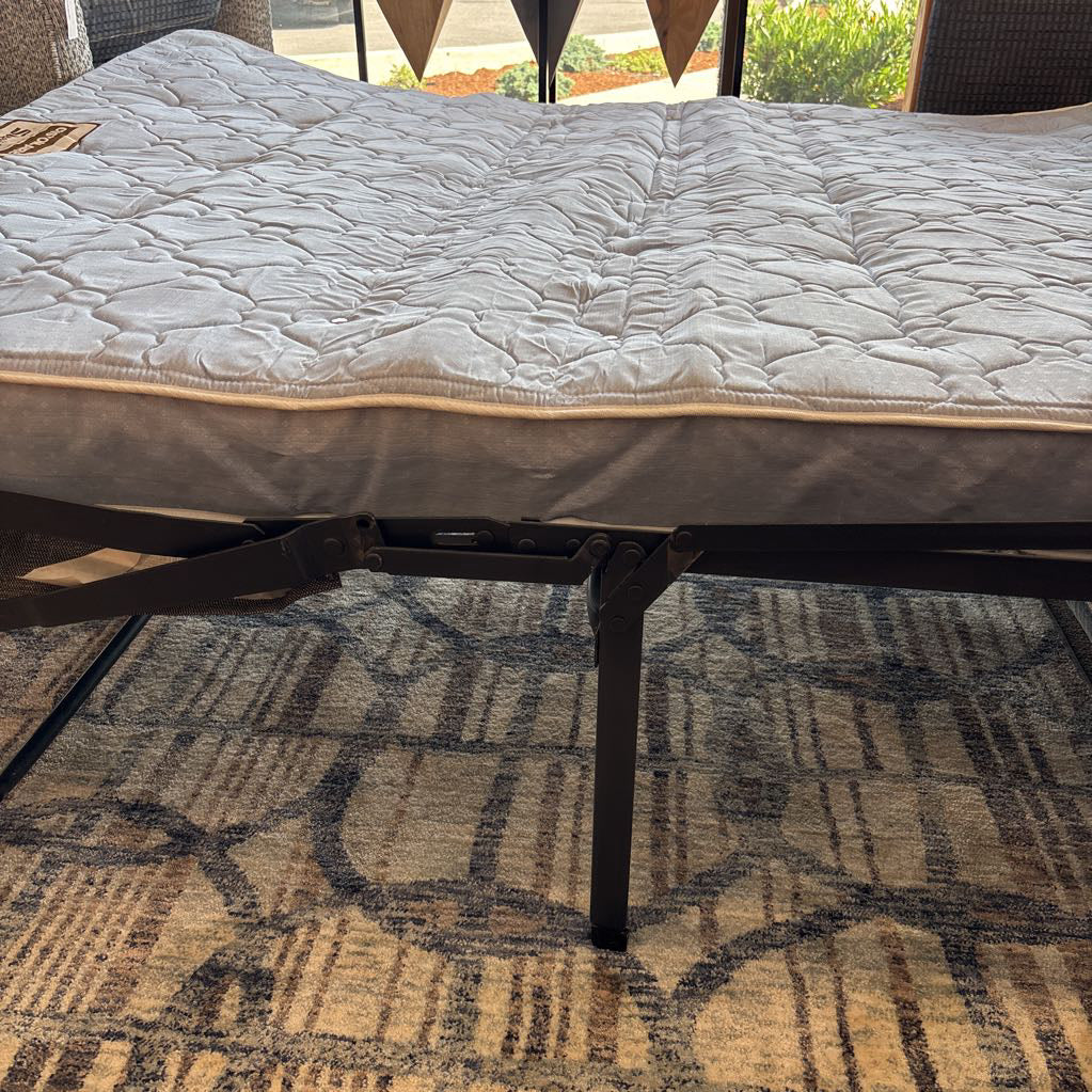 Sleep Aire Vintage Blue Checkered & Wood Trim Sleeper Sofa
