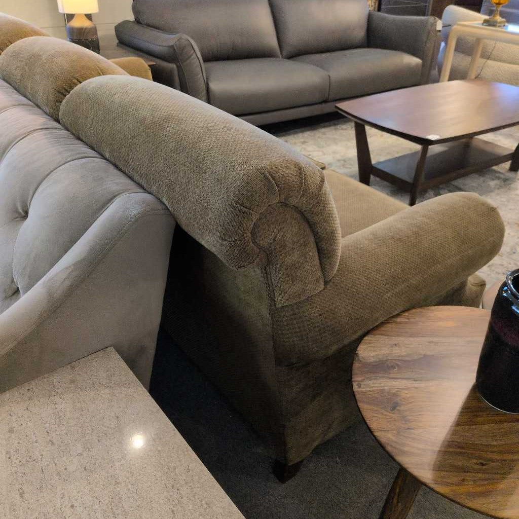 Vintage Bassett Brown Rolled Arm Sofa