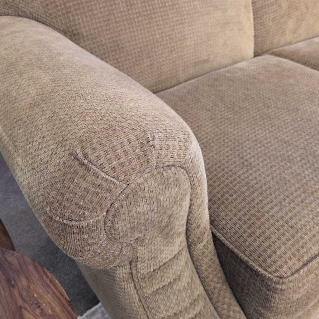 Vintage Bassett Brown Rolled Arm Sofa