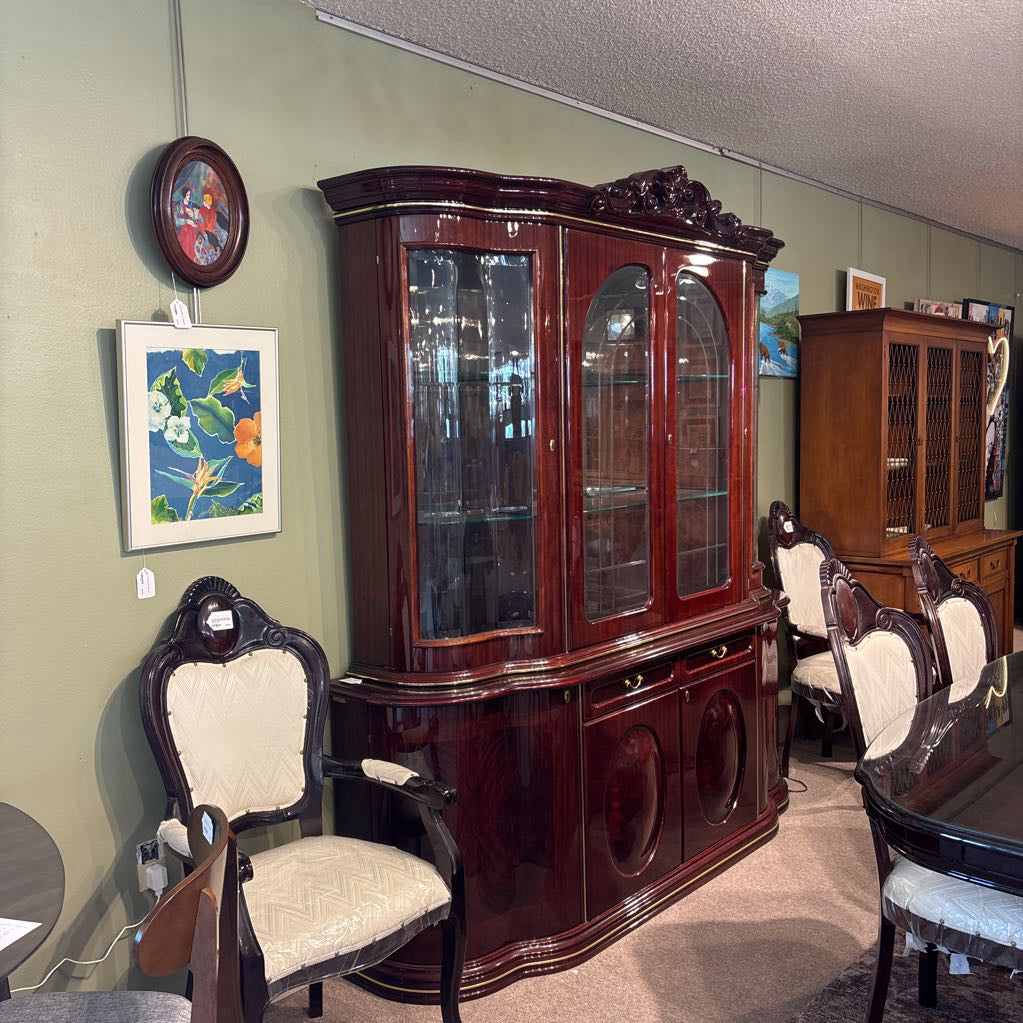 Large Curved Italian Made Glass Front Hutch