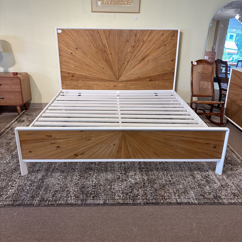White Pattern Front King Bed C BED FRAMES