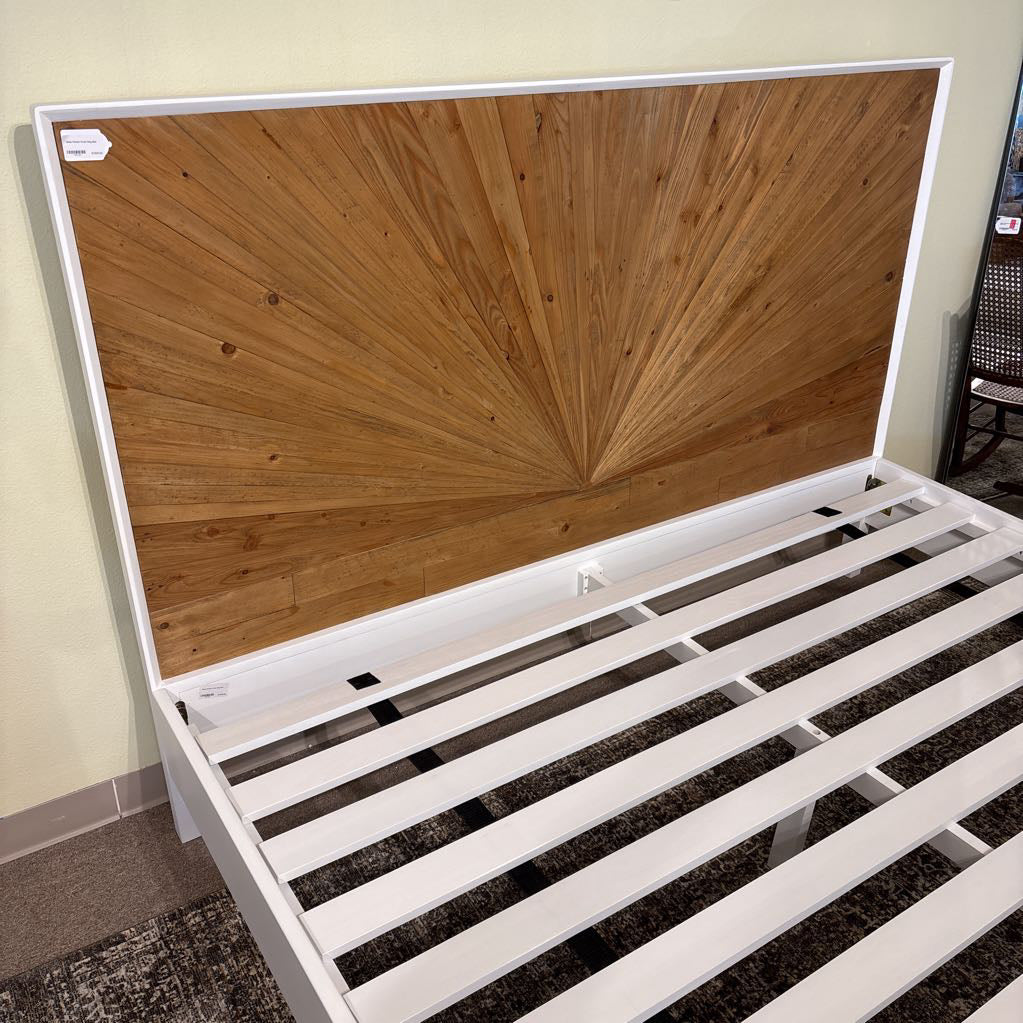 White Pattern Front King Bed