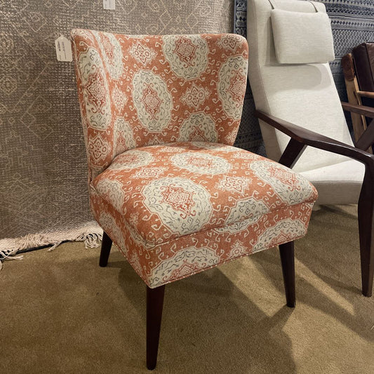 Orange Print Fabric Curved Back Accent Chair U ACCENT CHAIRS