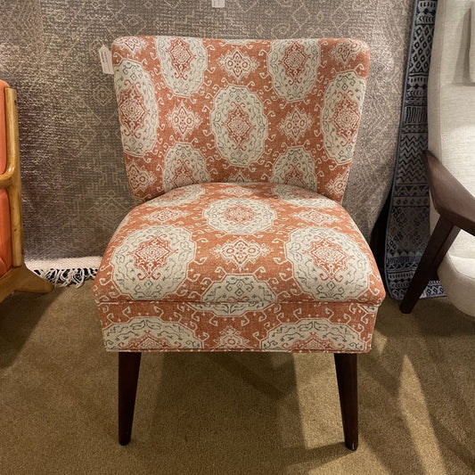 Orange Print Fabric Curved Back Accent Chair U ACCENT CHAIRS