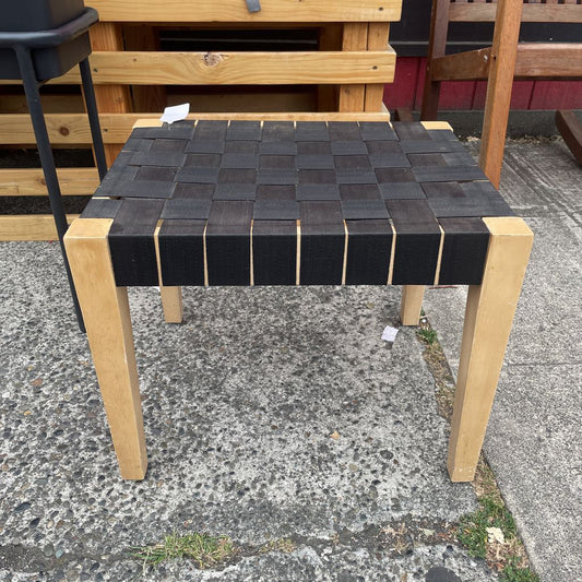 Blonde Stool with Woven Black Straps