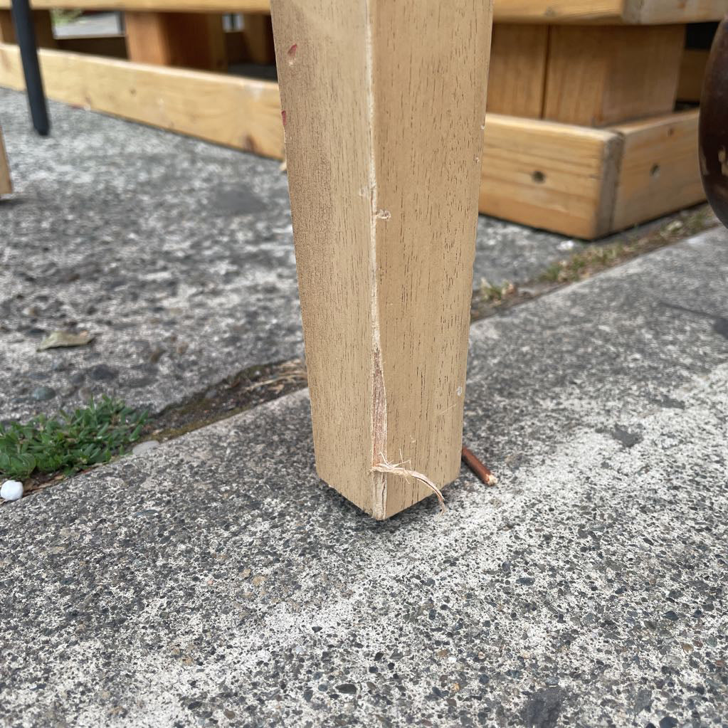 Blonde Stool with Woven Black Straps