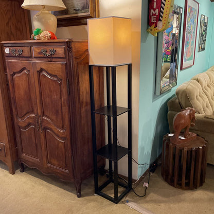 Black Squared Floor Lamp with Shelves