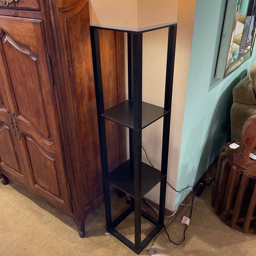 Black Squared Floor Lamp with Shelves