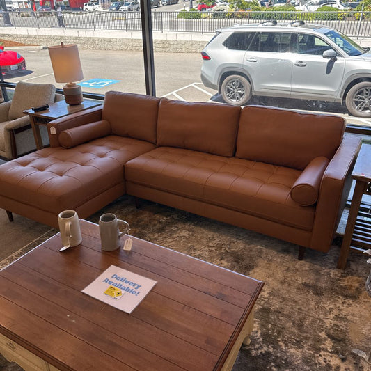 Malmo Terracotta Leather LAF Chaise Sectional U SECTIONALS LAF