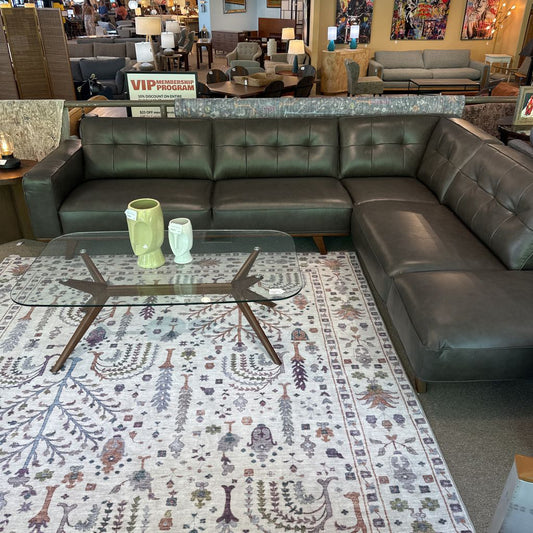 Odense Espresso Leather RAF Sectional U SECTIONALS RAF