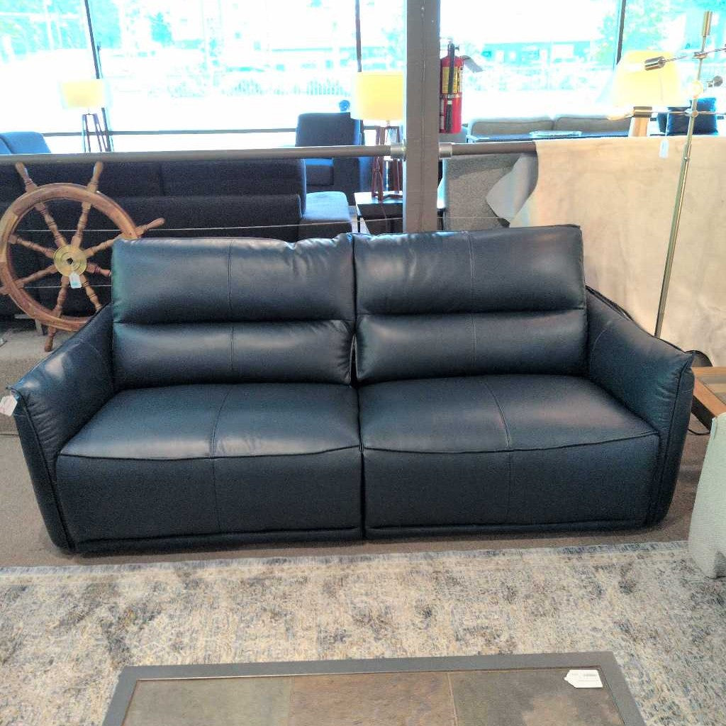 Peacock Blue Mod Lthr Pwr Sofa
