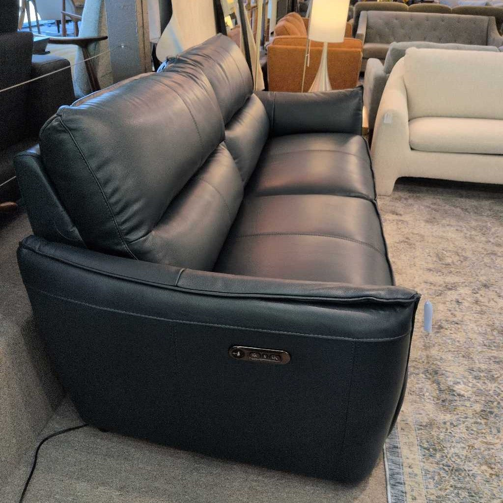 Peacock Blue Mod Lthr Pwr Sofa