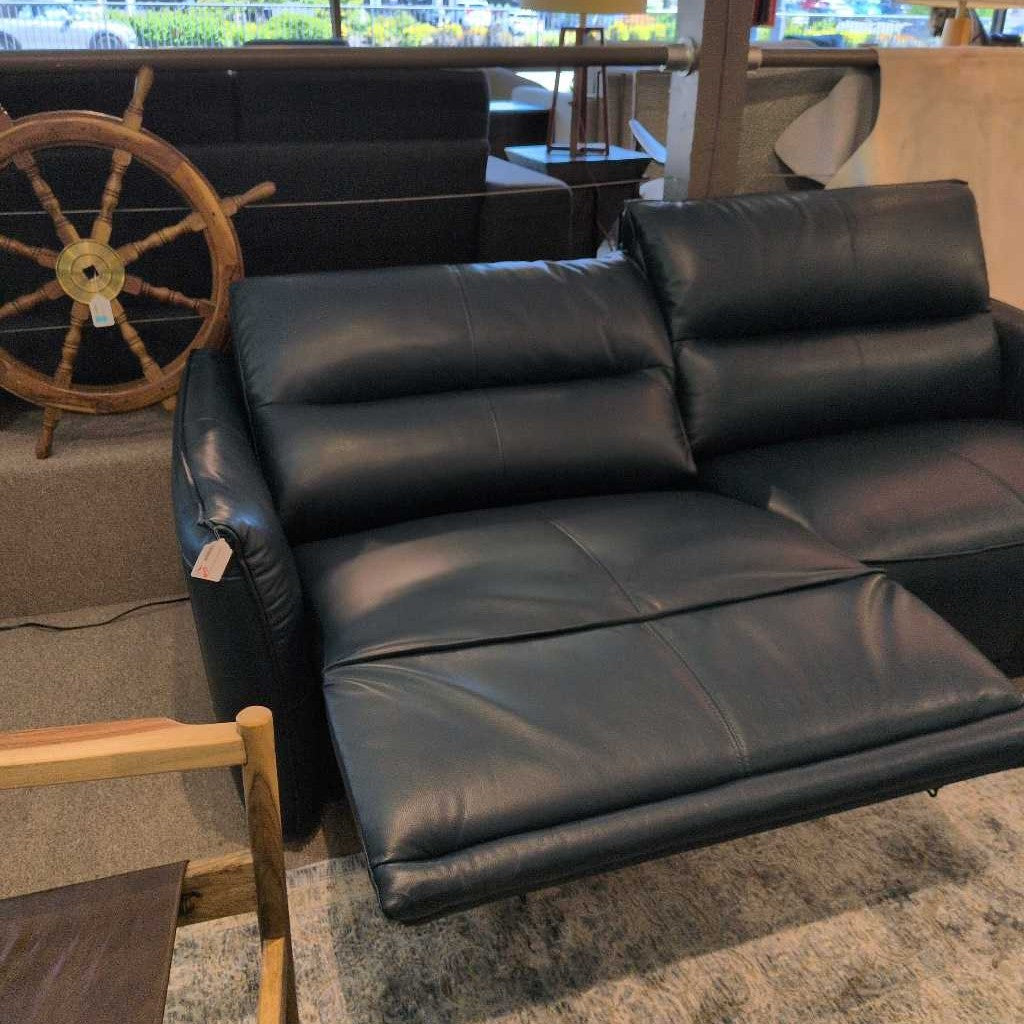 Peacock Blue Mod Lthr Pwr Sofa